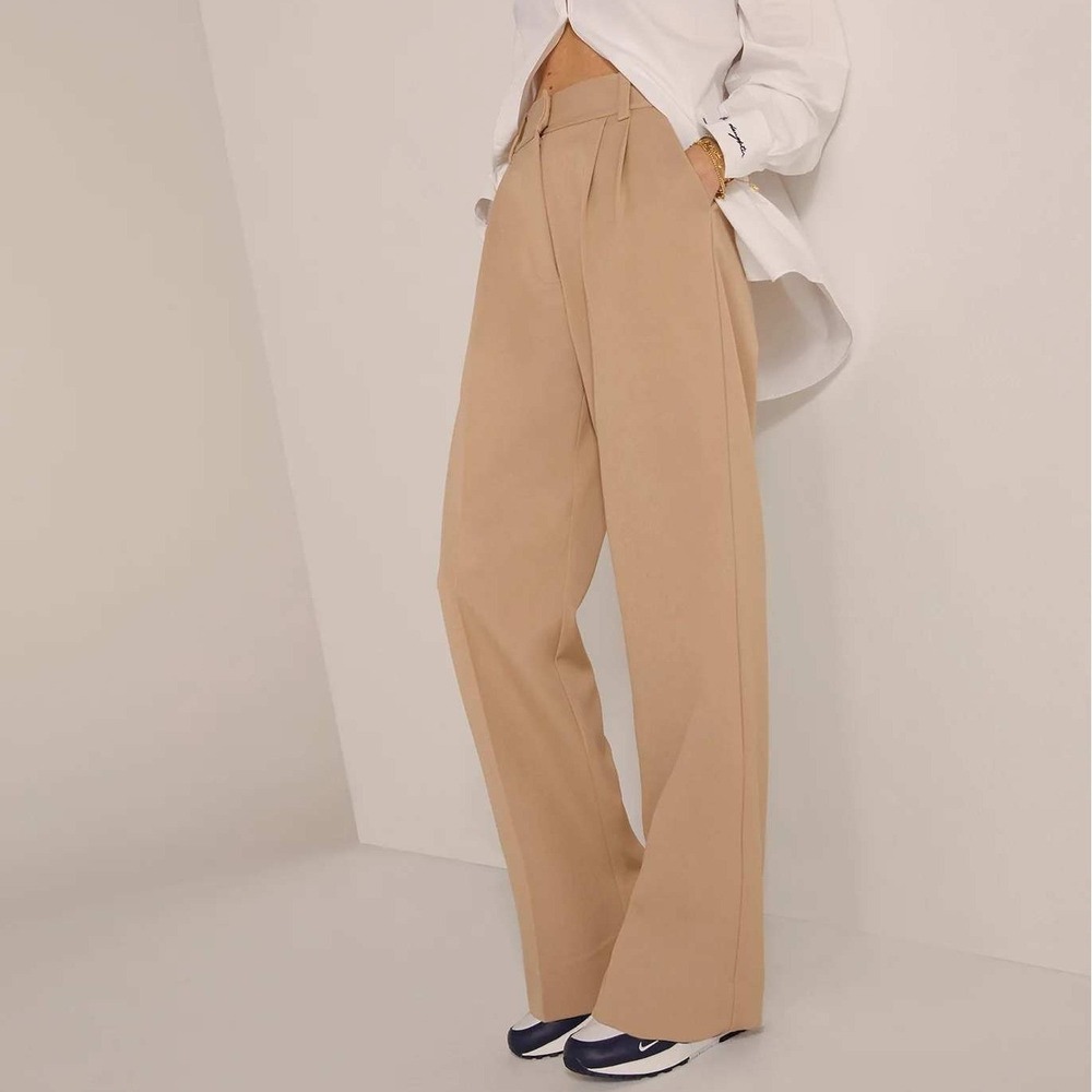 Favorite Daughter Beige The Petite Favorite Pants Trouser Wide Leg Size 6